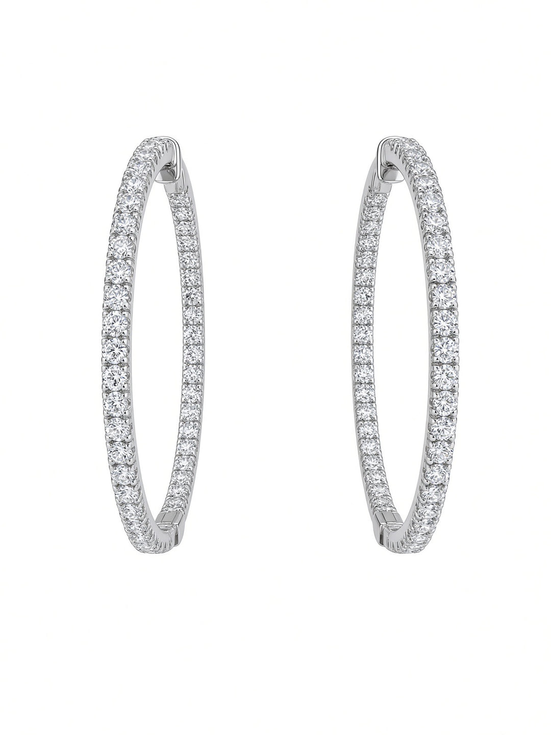 2.81CT Lab Diamond Hoop Earrings in 14K White Gold
