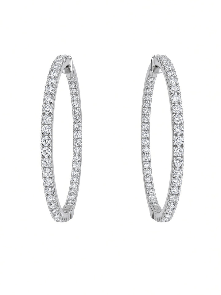2.81CT Lab Diamond Hoop Earrings in 14K White Gold
