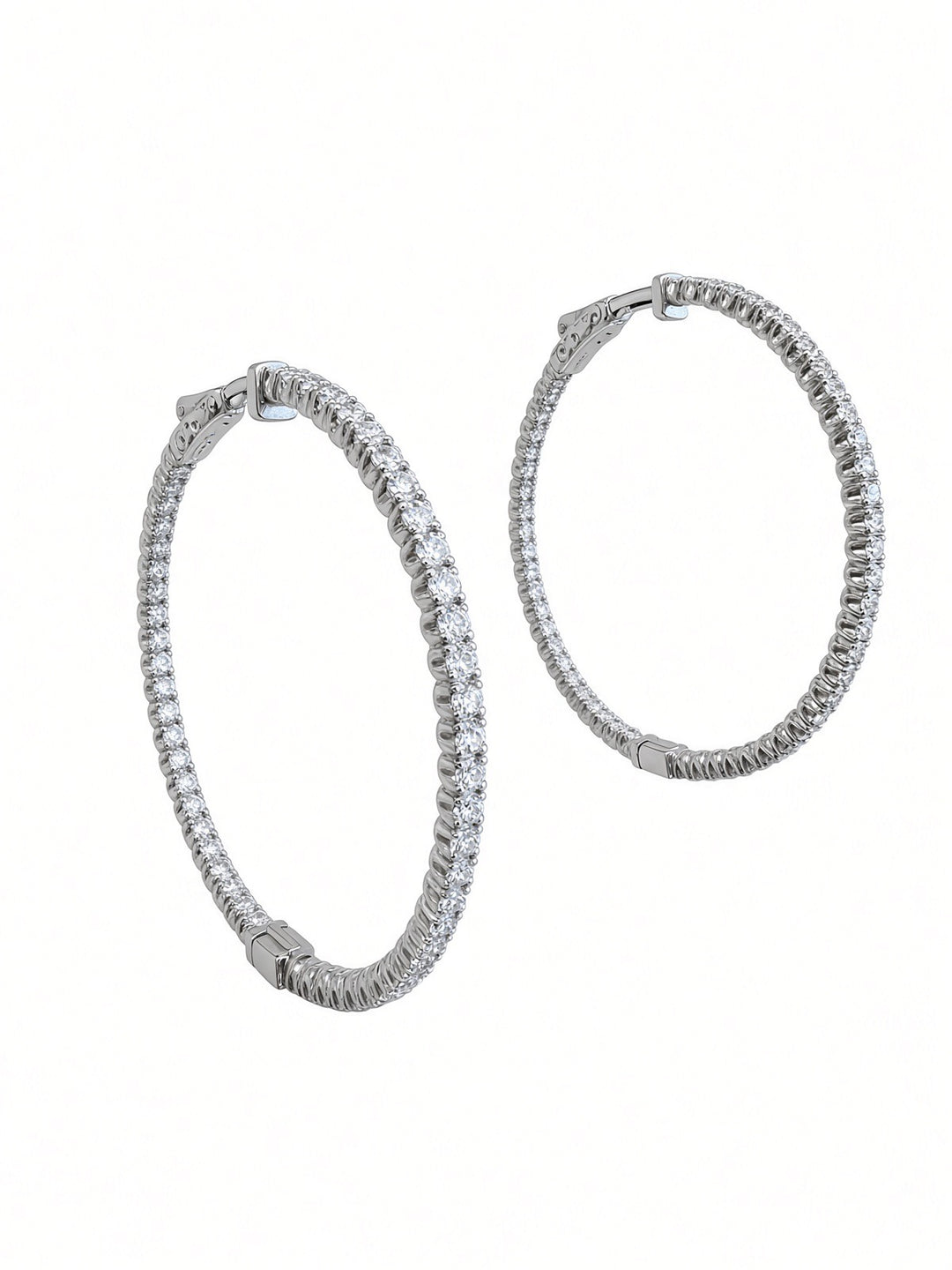 2.81CT Lab Diamond Hoop Earrings in 14K White Gold