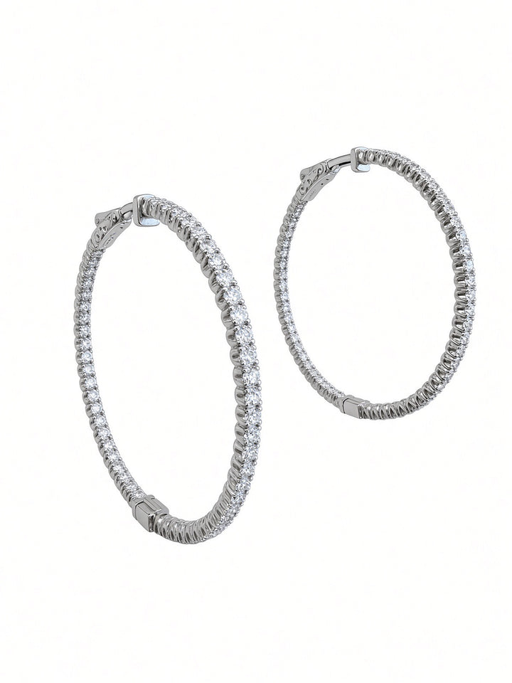 2.81CT Lab Diamond Hoop Earrings in 14K White Gold