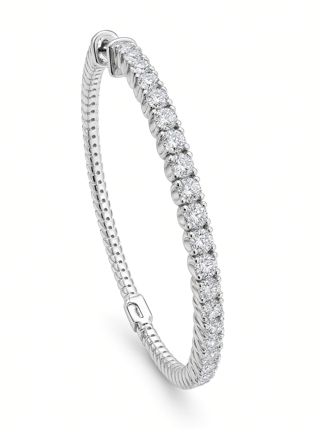 2.81CT Lab Diamond Hoop Earrings in 14K White Gold