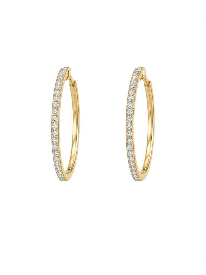 Mem Felix Large Hoop Earrings in 18K Yellow Gold with 0.25CT Natural Diamonds