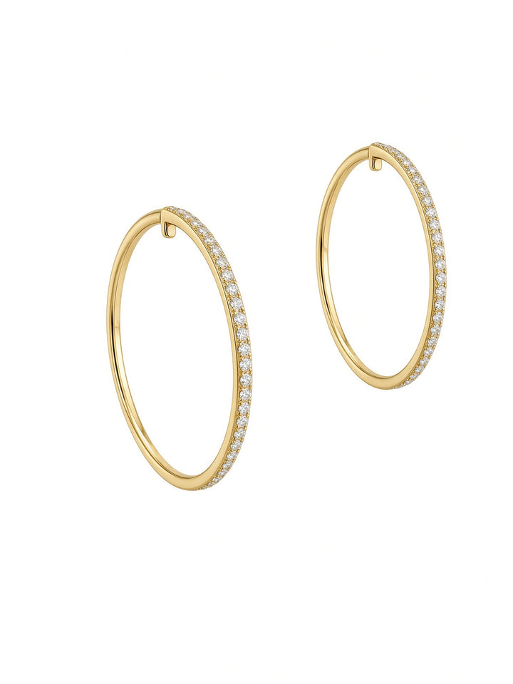 Mem Felix Large Hoop Earrings in 18K Yellow Gold with 0.25CT Natural Diamonds