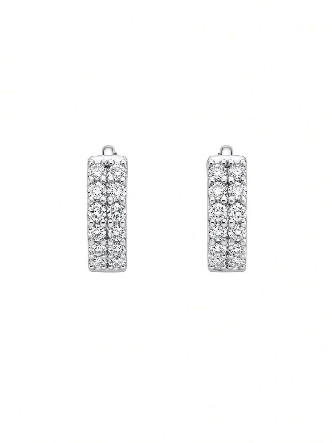 0.57CT Lab Diamond Double-Row Huggy Hoop Earrings in 14K White Gold