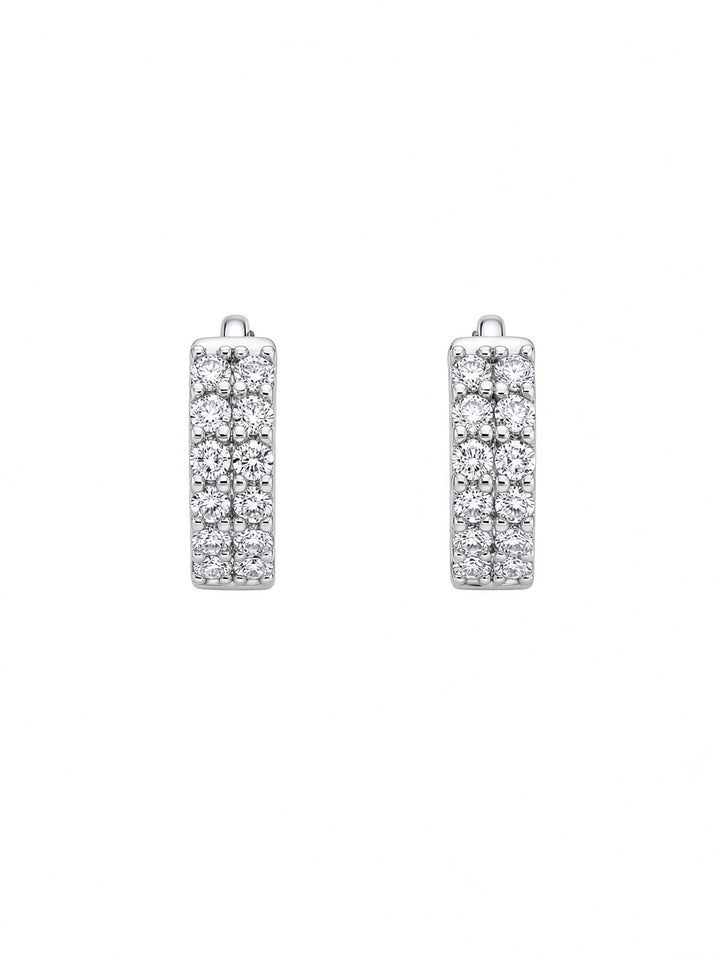 0.57CT Lab Diamond Double-Row Huggy Hoop Earrings in 14K White Gold