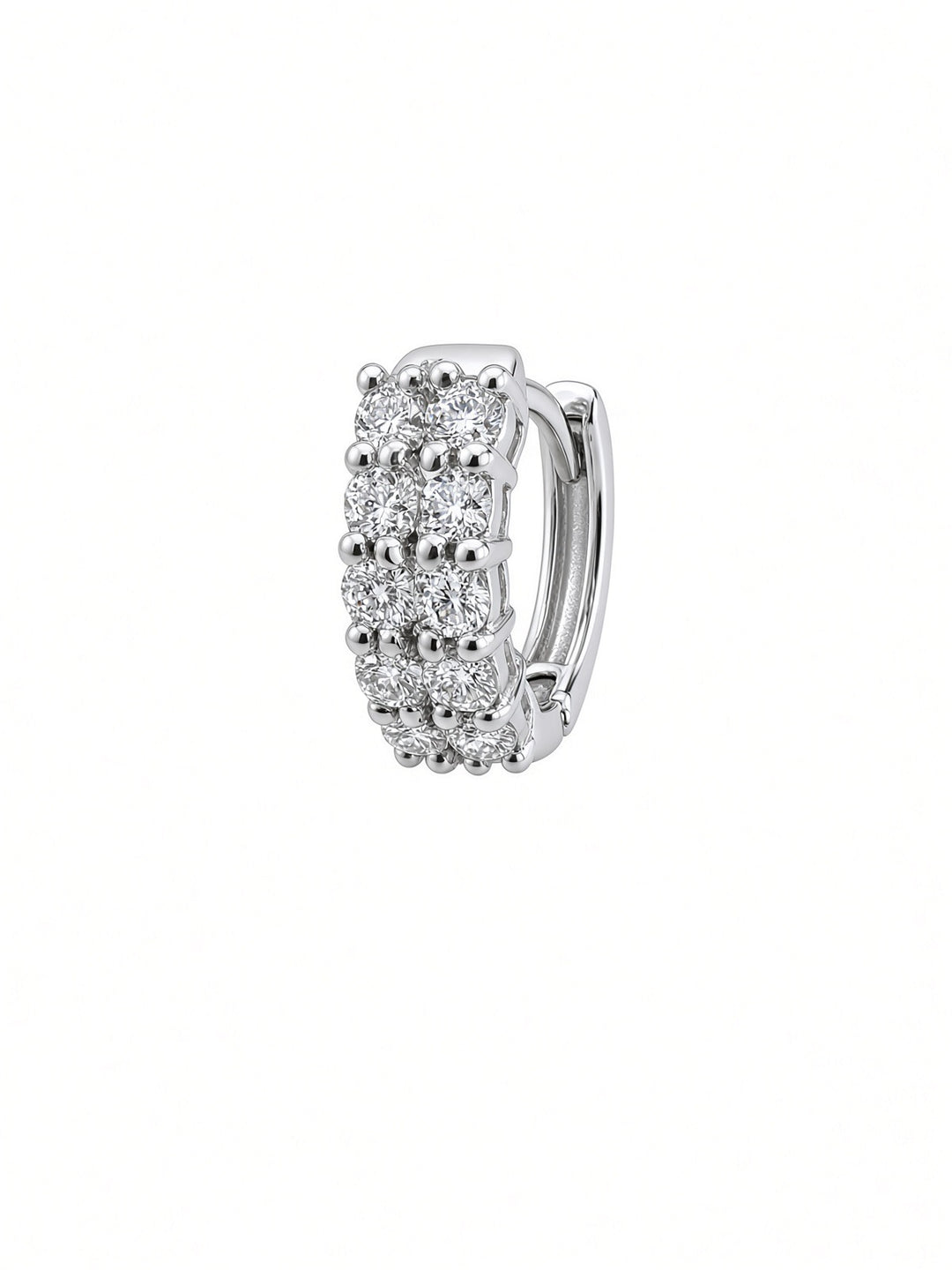 0.57CT Lab Diamond Double-Row Huggy Hoop Earrings in 14K White Gold