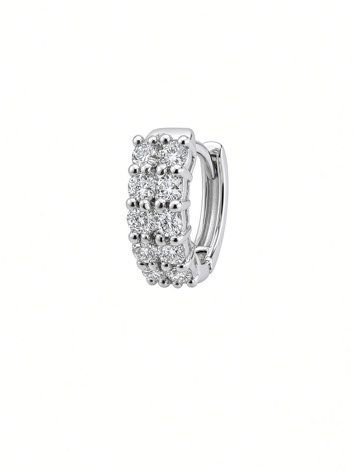 0.57CT Lab Diamond Double-Row Huggy Hoop Earrings in 14K White Gold