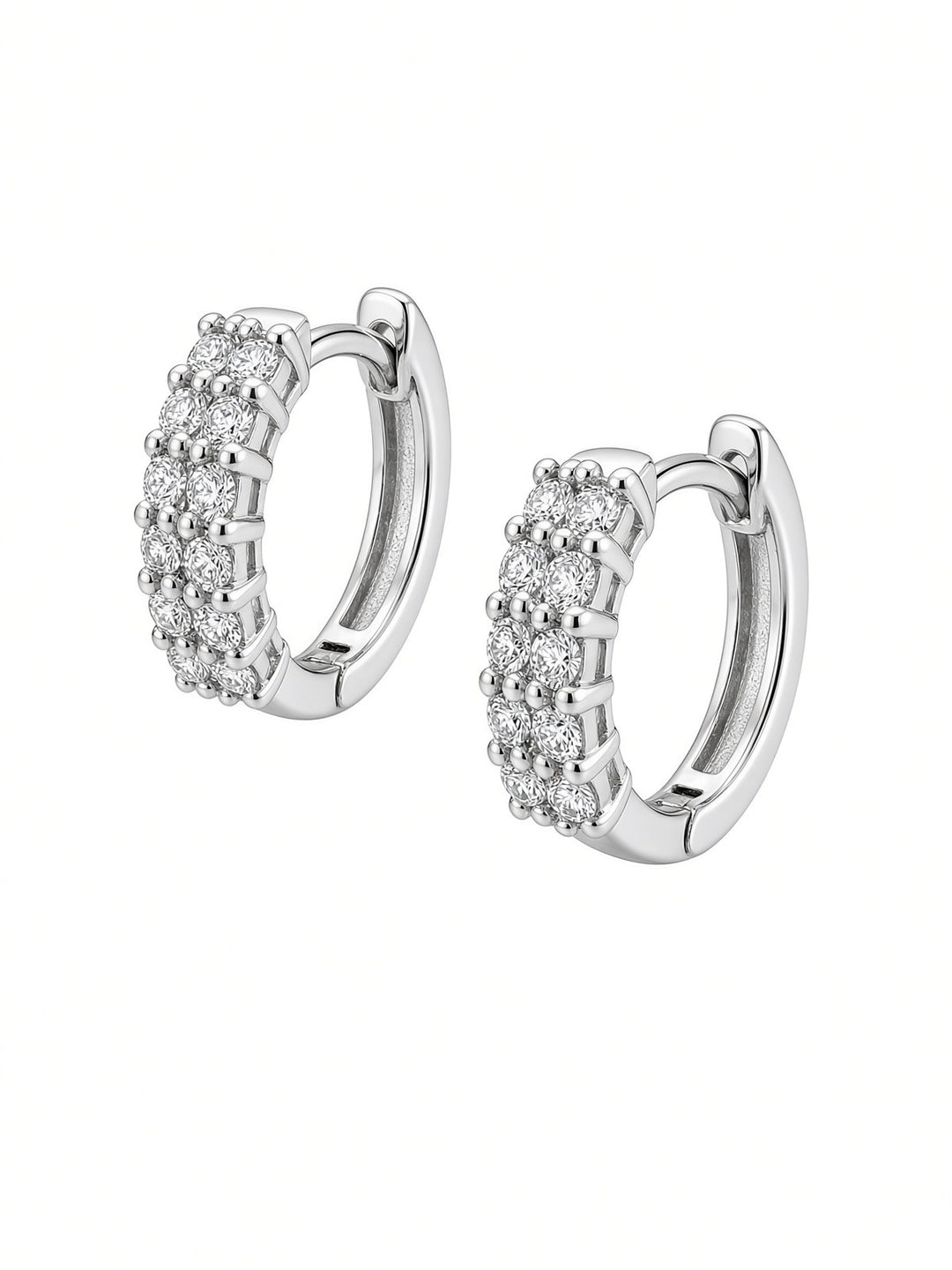 0.57CT Lab Diamond Double-Row Huggy Hoop Earrings in 14K White Gold