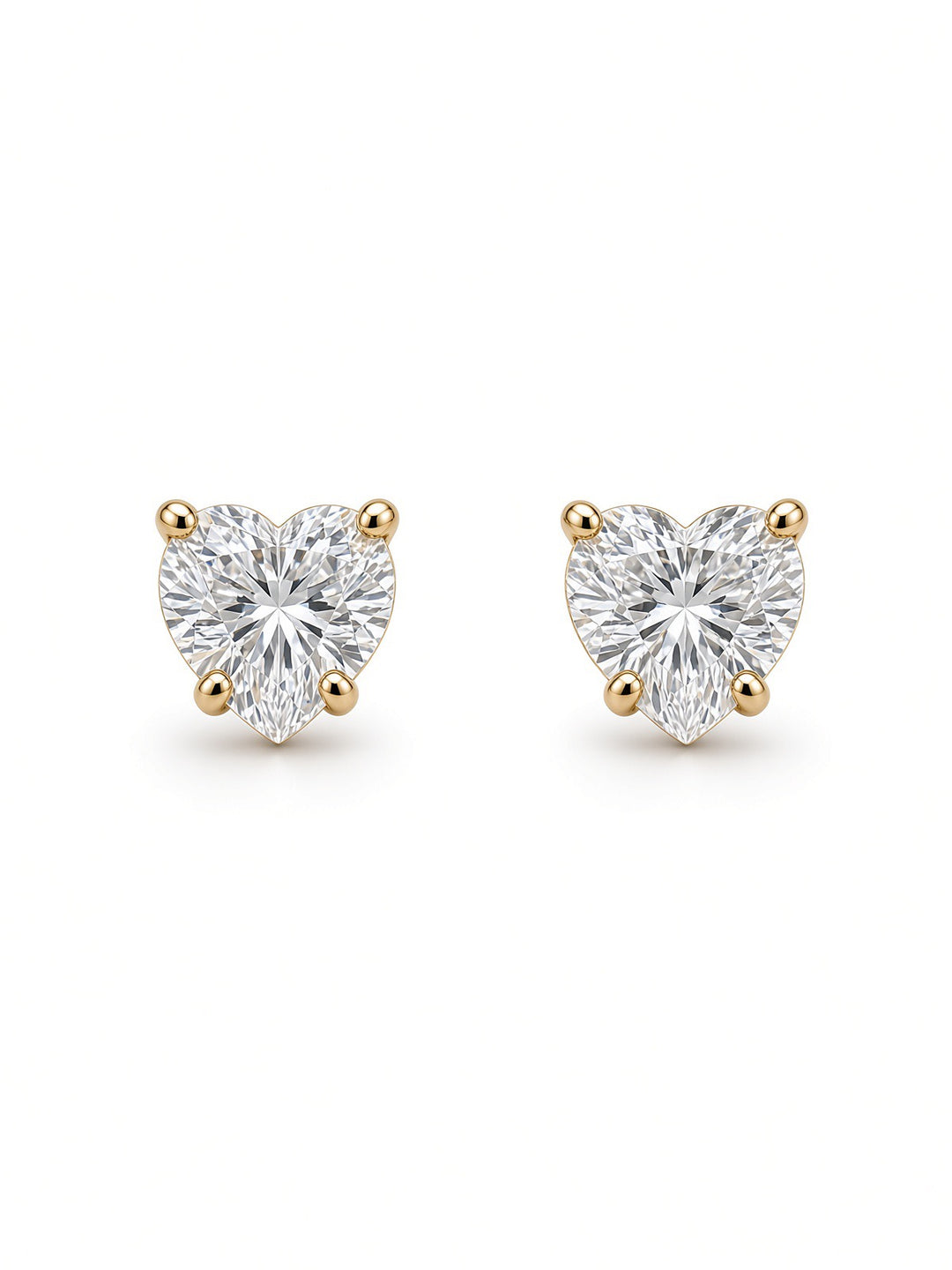 2.03CT Lab Diamond Heart Stud Earrings in 14K Yellow Gold
