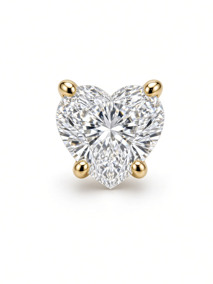 2.03CT Lab Diamond Heart Stud Earrings in 14K Yellow Gold