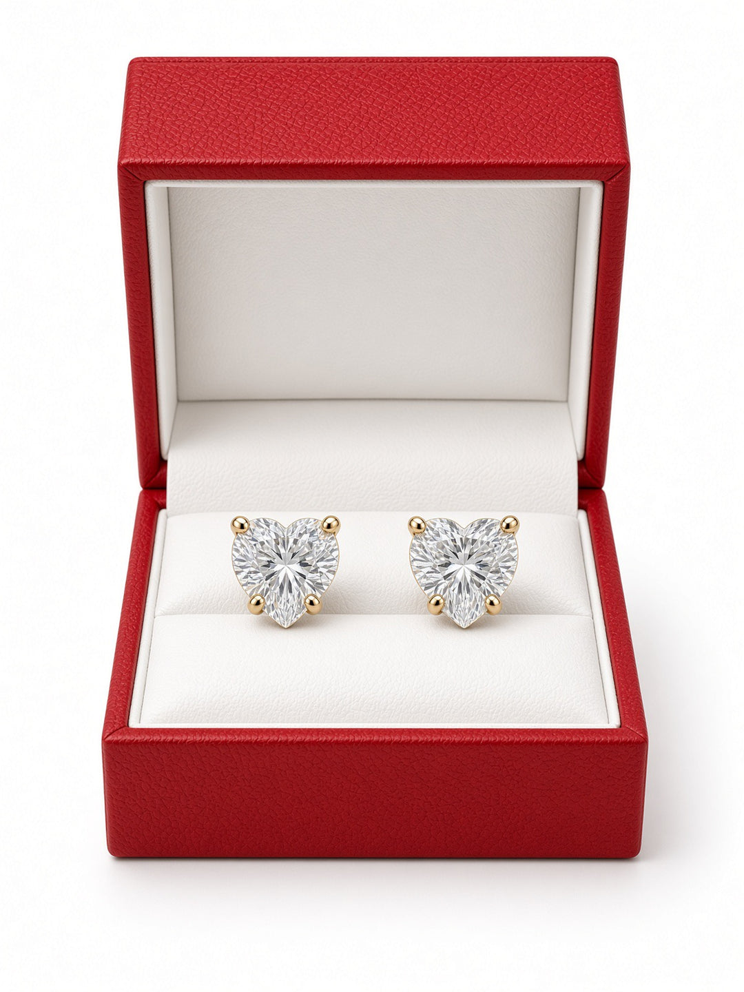 2.03CT Lab Diamond Heart Stud Earrings in 14K Yellow Gold
