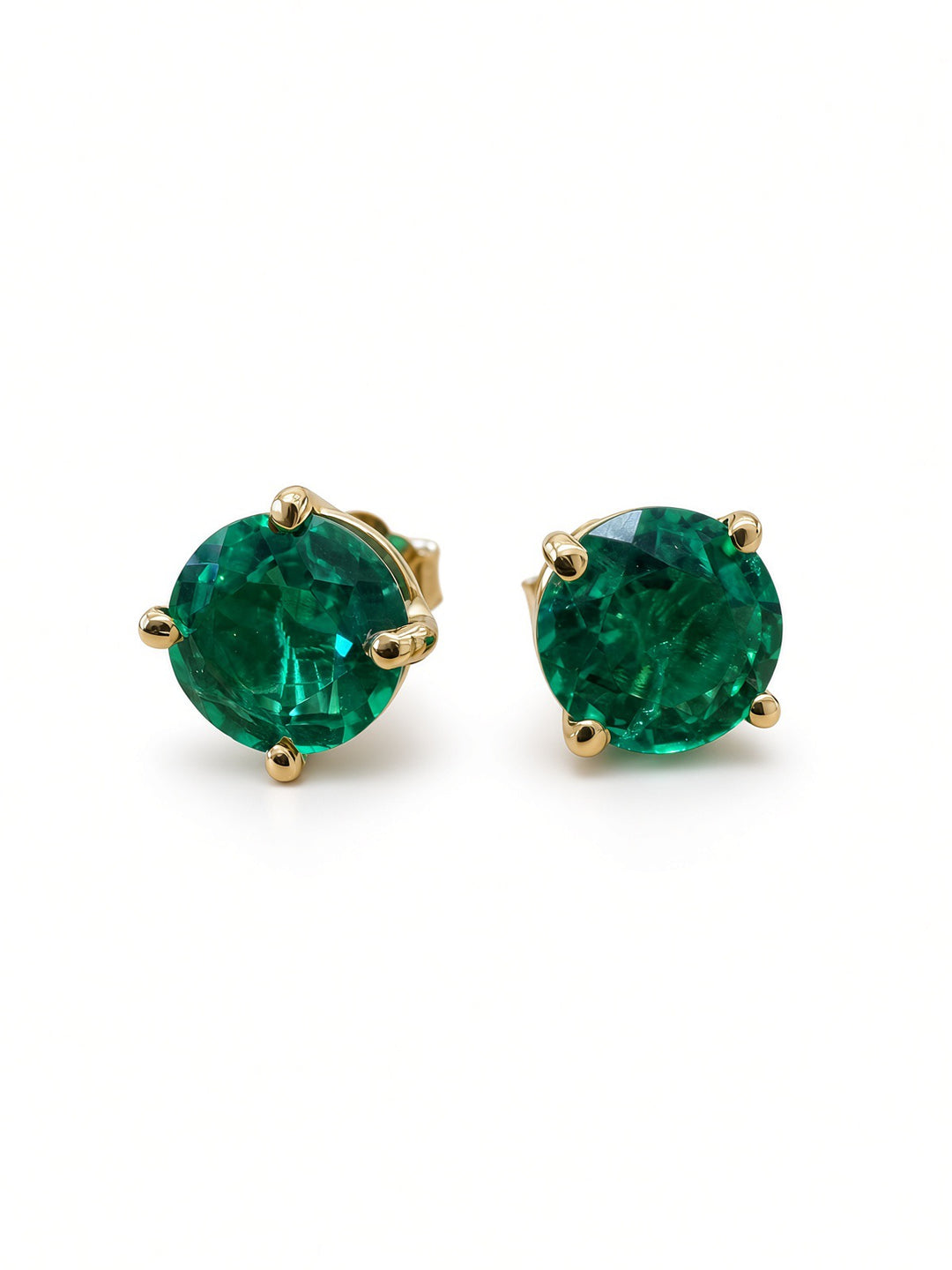 2.48CT Lab-Grown Emerald Green Stud Earrings in 14K Yellow Gold
