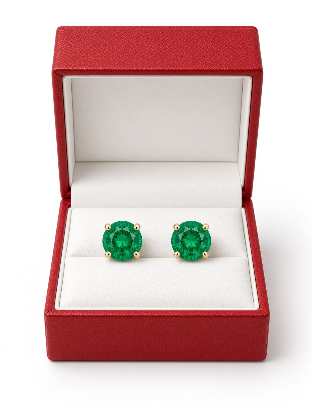 2.48CT Lab-Grown Emerald Green Stud Earrings in 14K Yellow Gold