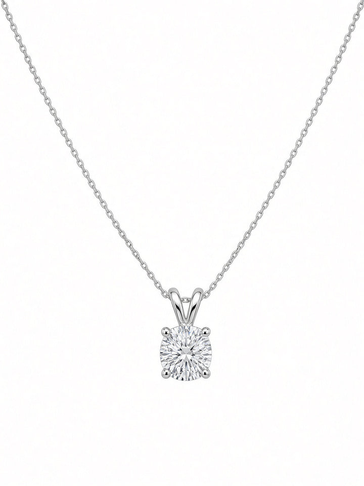 0.92CT Old-Cut Natural Diamond Pendant Necklace in 14K White Gold