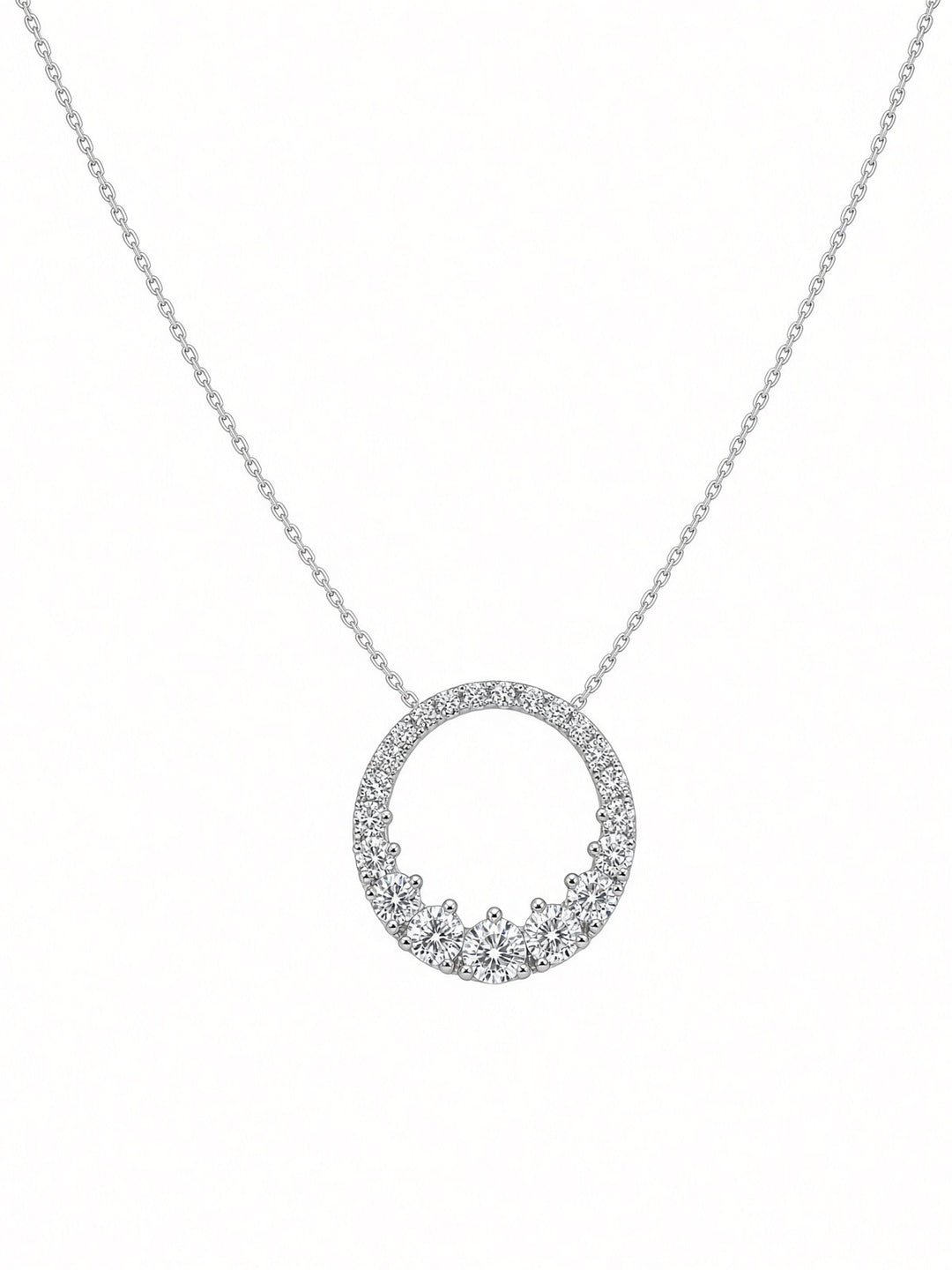 1.47CT Round Brilliant Lab Diamond Circle Pendant Necklace in 14K White Gold