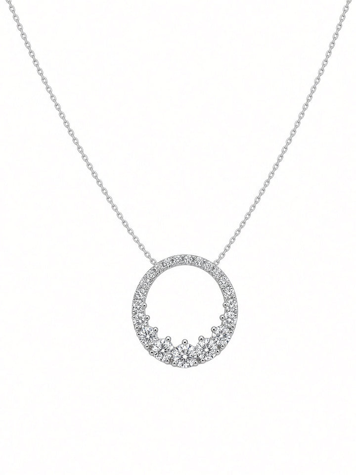 1.47CT Round Brilliant Lab Diamond Circle Pendant Necklace in 14K White Gold