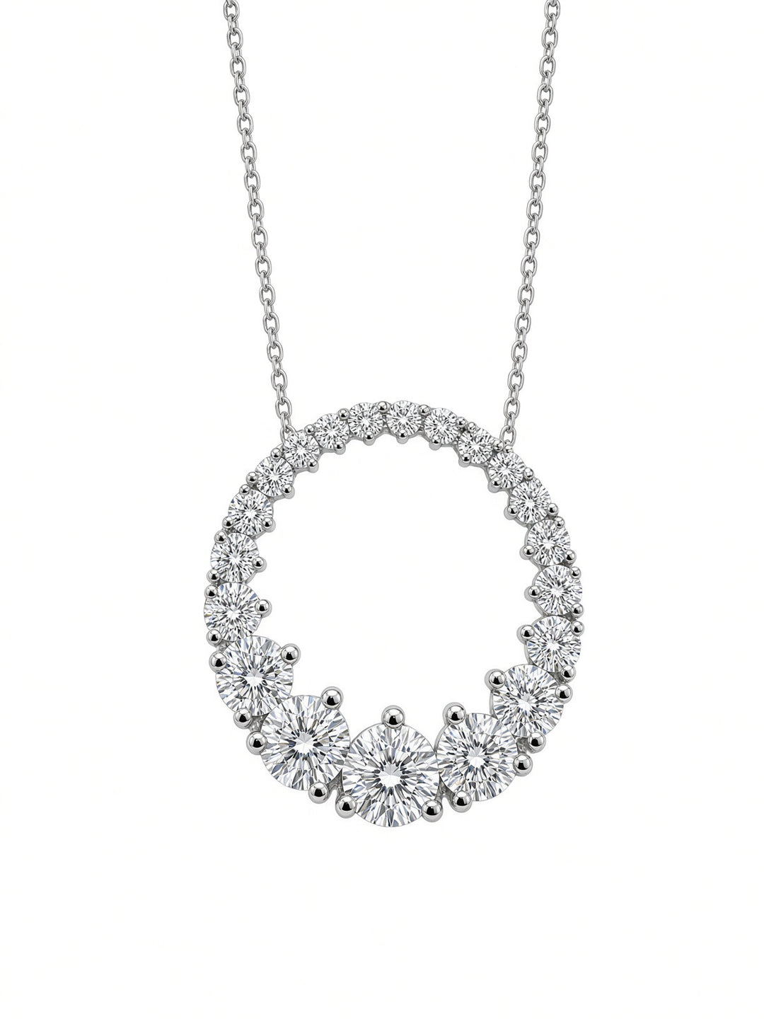 1.47CT Round Brilliant Lab Diamond Circle Pendant Necklace in 14K White Gold