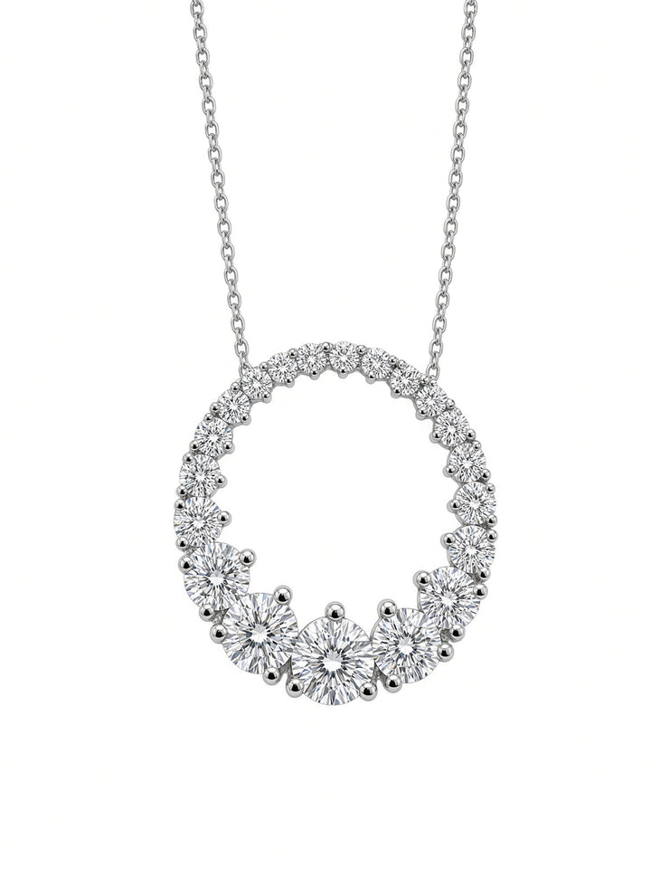 1.47CT Round Brilliant Lab Diamond Circle Pendant Necklace in 14K White Gold