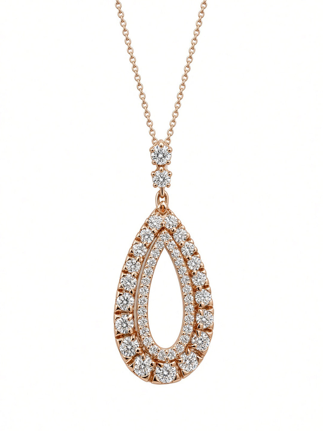 1.22CT Natural Round Brilliant Diamond Pendant Necklace in 14K Rose Gold