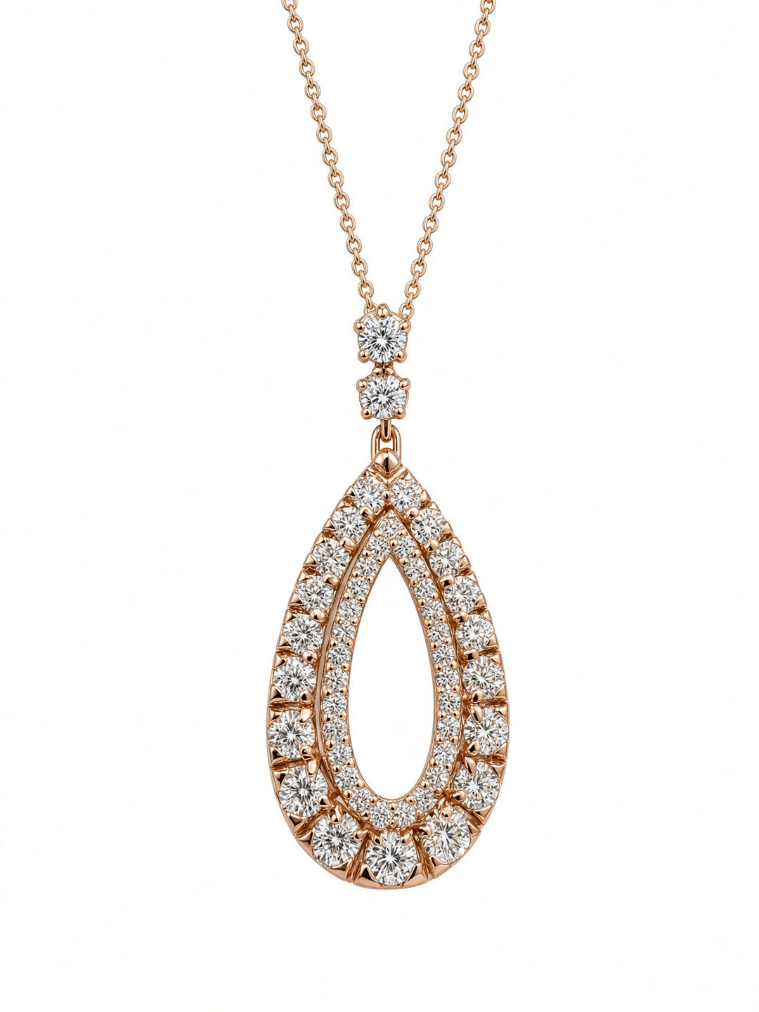 1.22CT Natural Round Brilliant Diamond Pendant Necklace in 14K Rose Gold