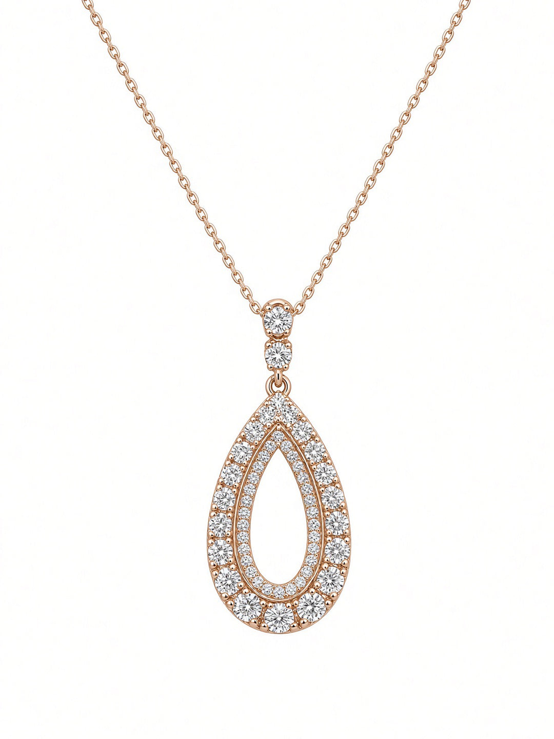 1.22CT Natural Round Brilliant Diamond Pendant Necklace in 14K Rose Gold