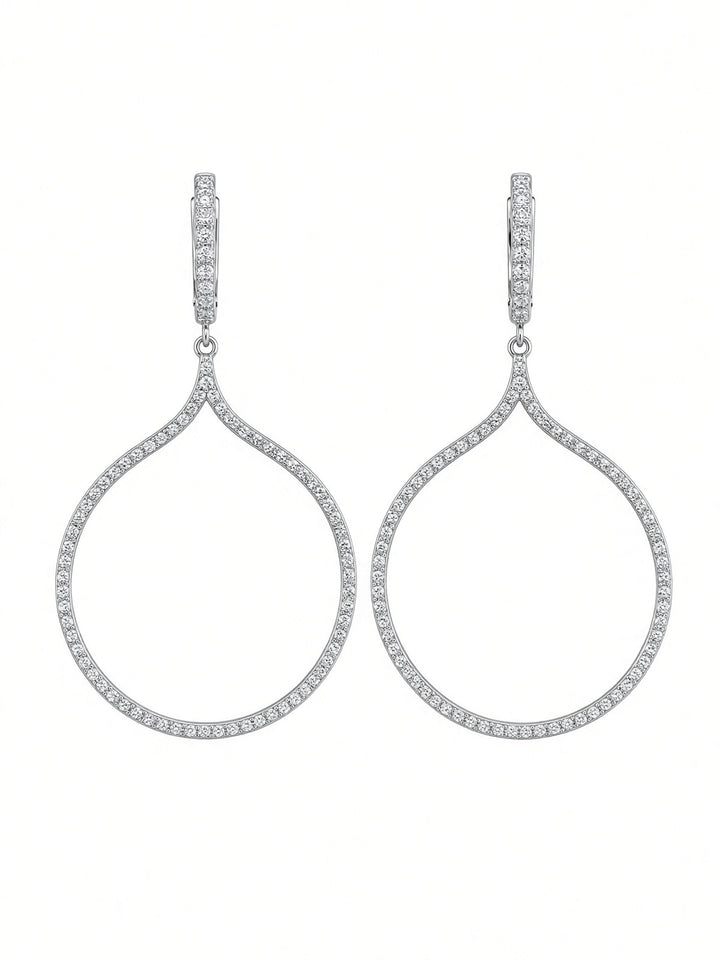 Italian Design 2.31CT Natural Diamond Hoop Earrings in 18K White Gold
