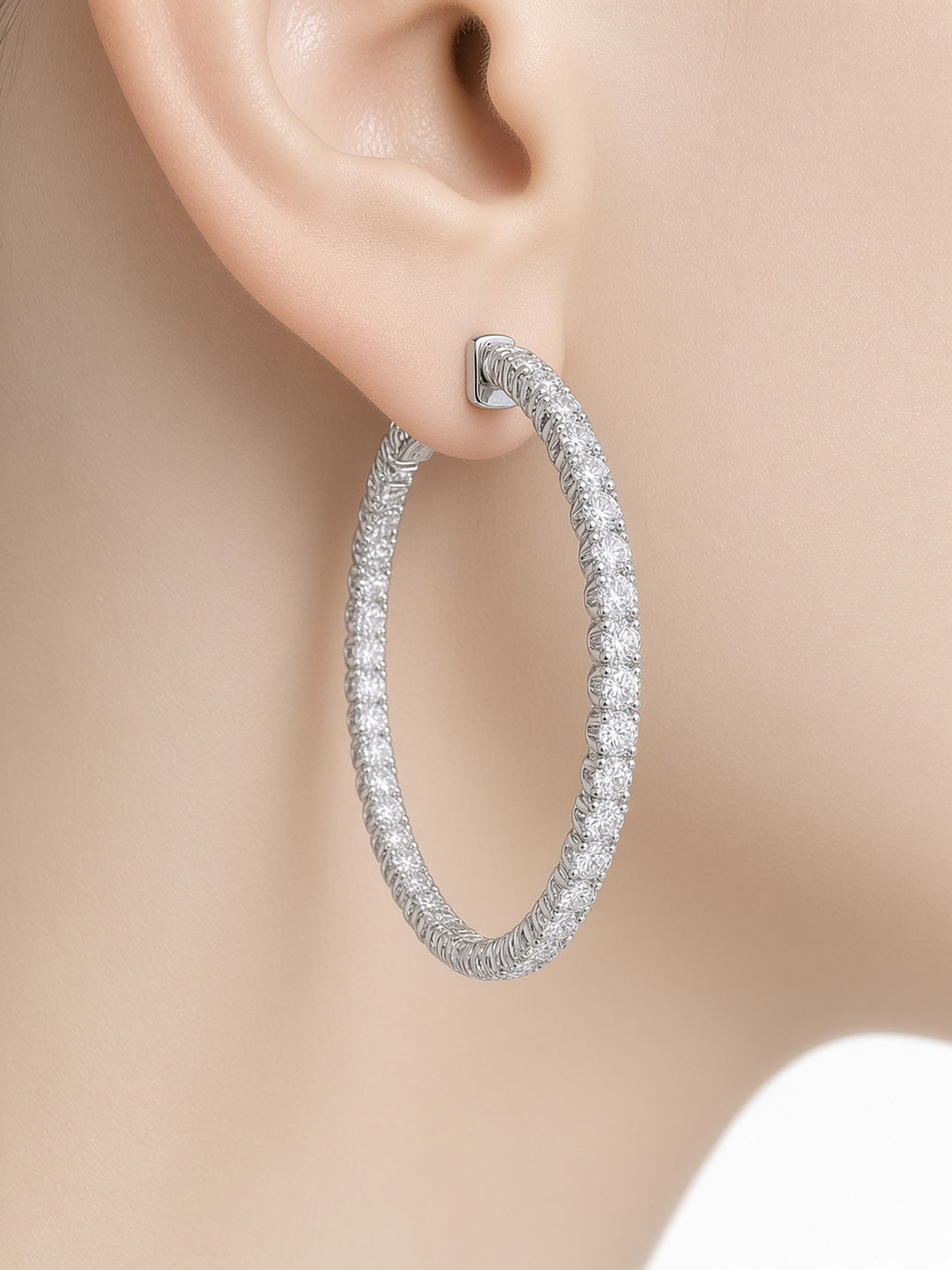 2.81CT Lab Diamond Hoop Earrings in 14K White Gold