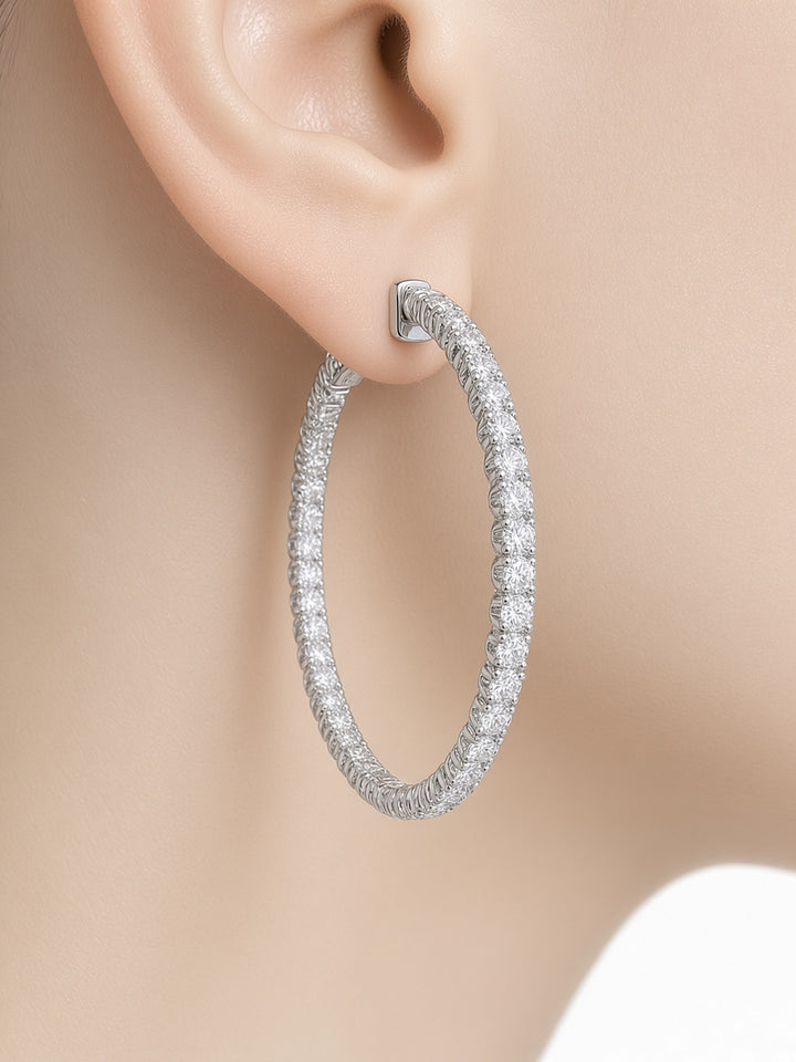 2.81CT Lab Diamond Hoop Earrings in 14K White Gold