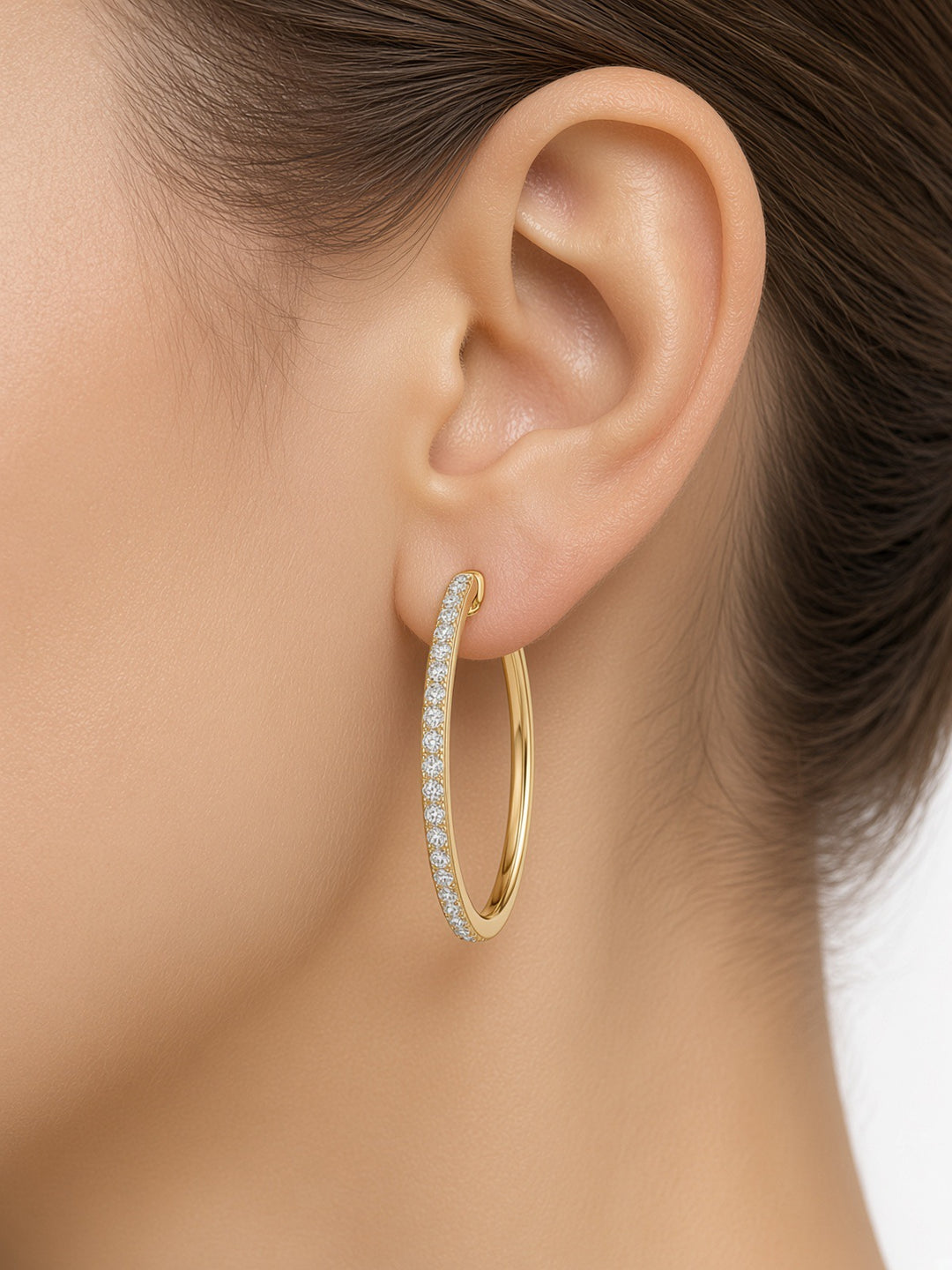 Mem Felix Large Hoop Earrings in 18K Yellow Gold with 0.25CT Natural Diamonds