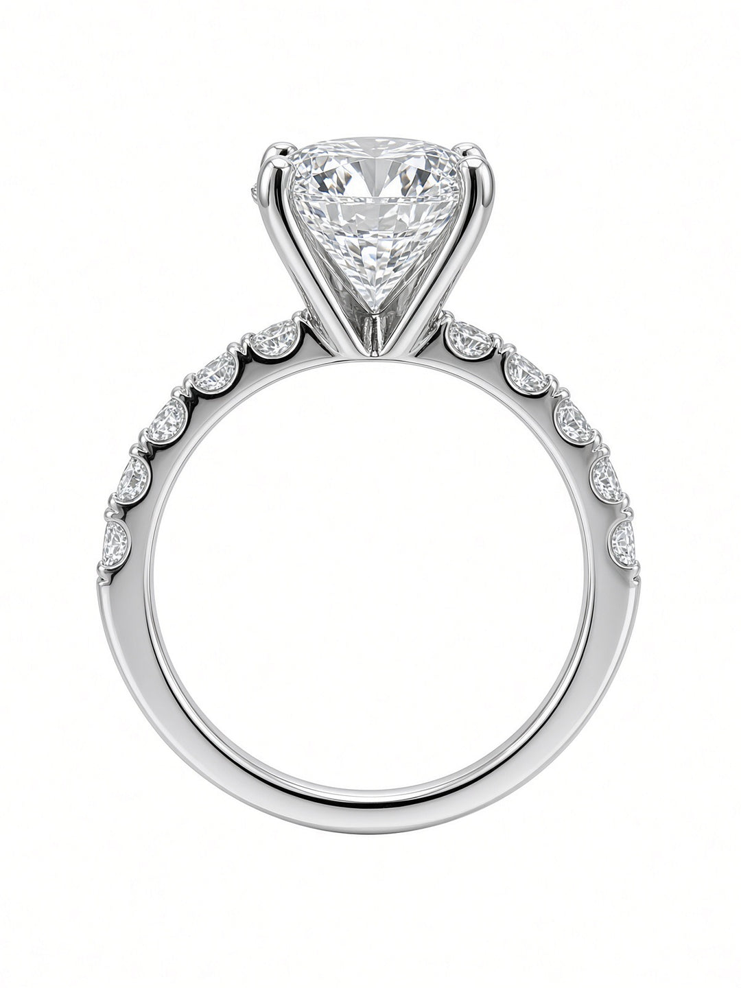 3.59CT Round Brilliant Diamond Engagement Ring in 14K White Gold