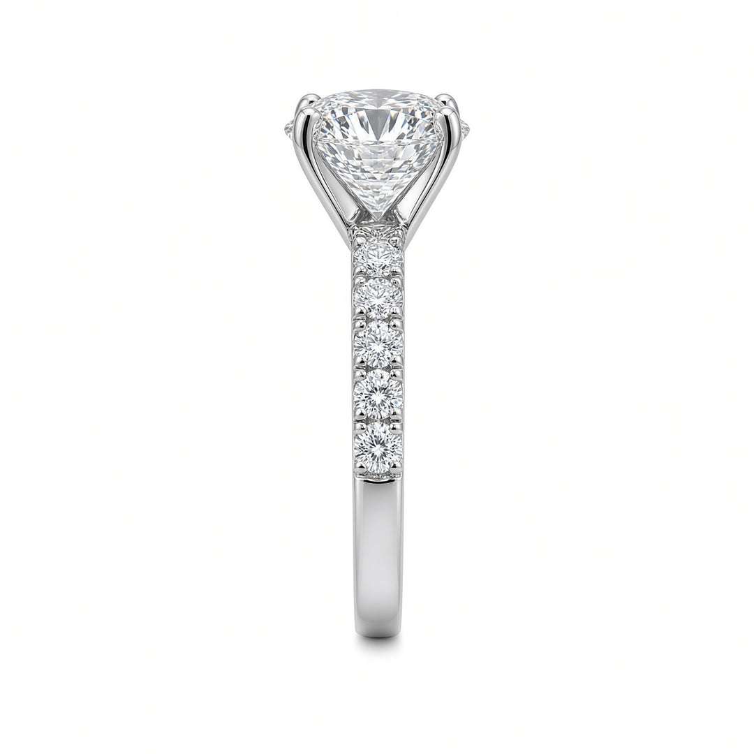 3.59CT Round Brilliant Diamond Engagement Ring in 14K White Gold