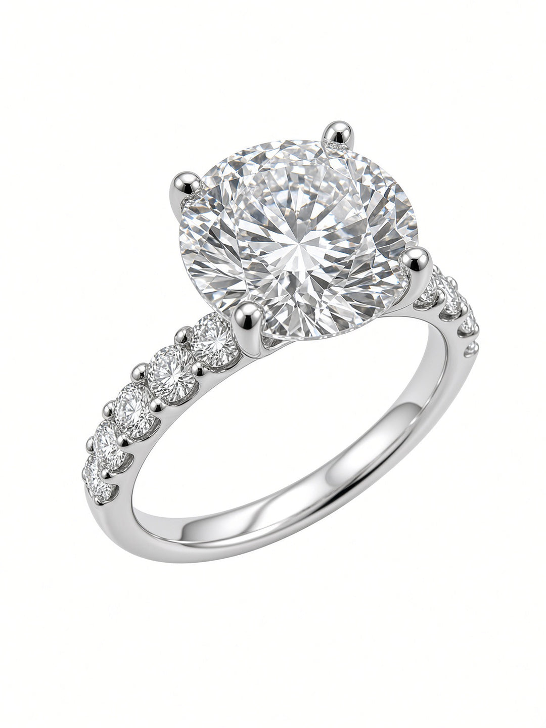 14K White Gold 3.59CT Round Brilliant Lab Grown Diamond Engagement Ring