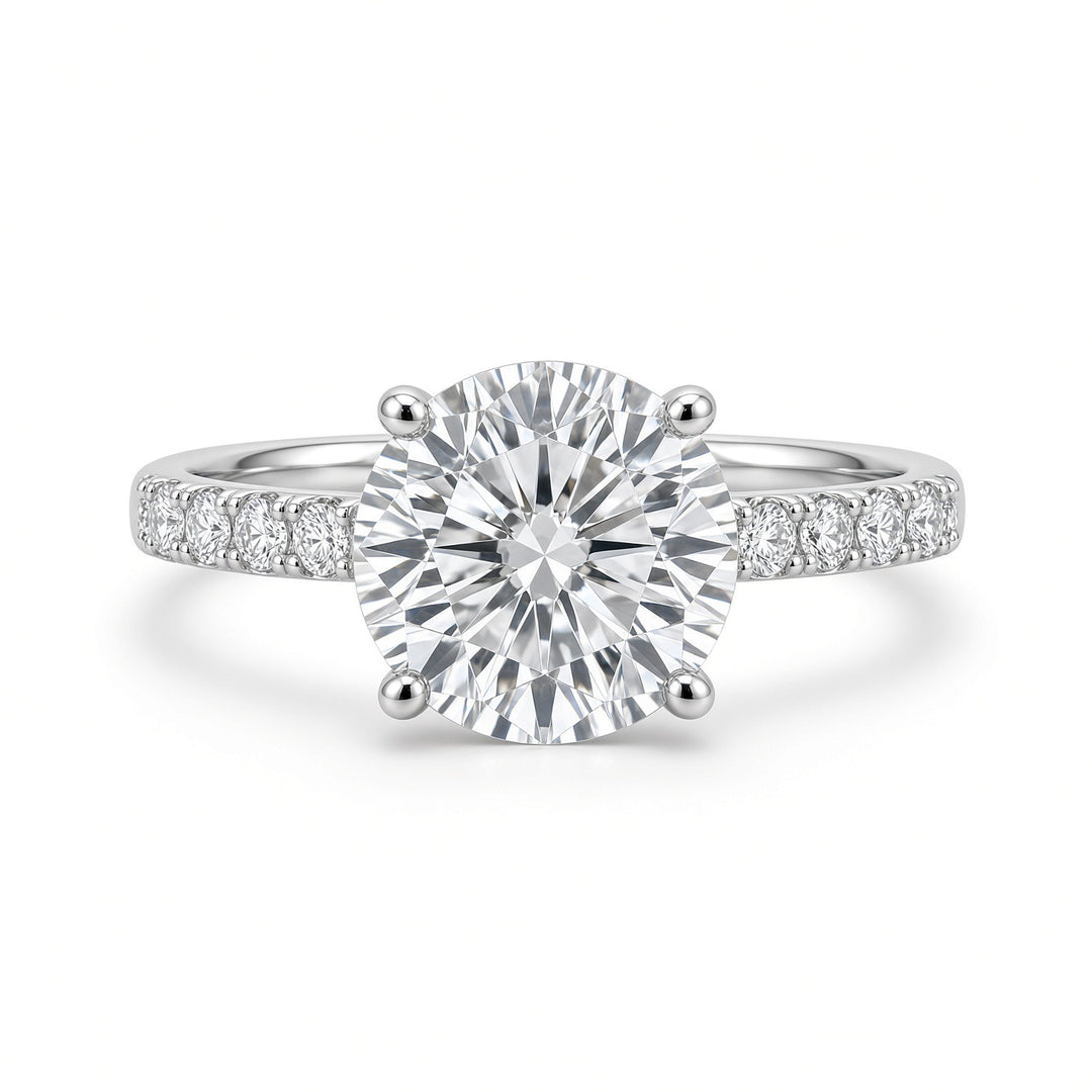 3.59CT Round Brilliant Diamond Engagement Ring in 14K White Gold