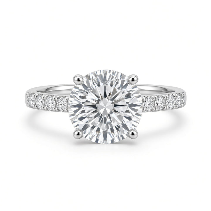 3.59CT Round Brilliant Diamond Engagement Ring in 14K White Gold
