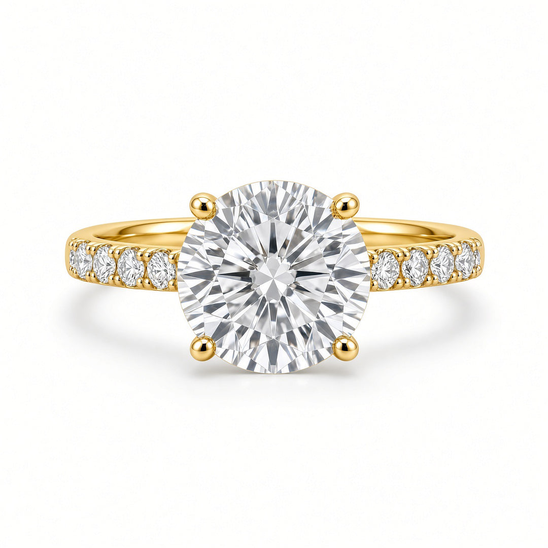 3.59CT Round Brilliant Diamond Engagement Ring in 14K White Gold