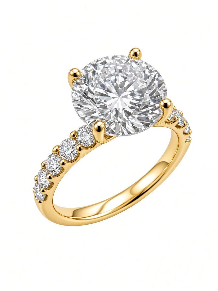 3.59CT Round Brilliant Diamond Engagement Ring in 14K White Gold