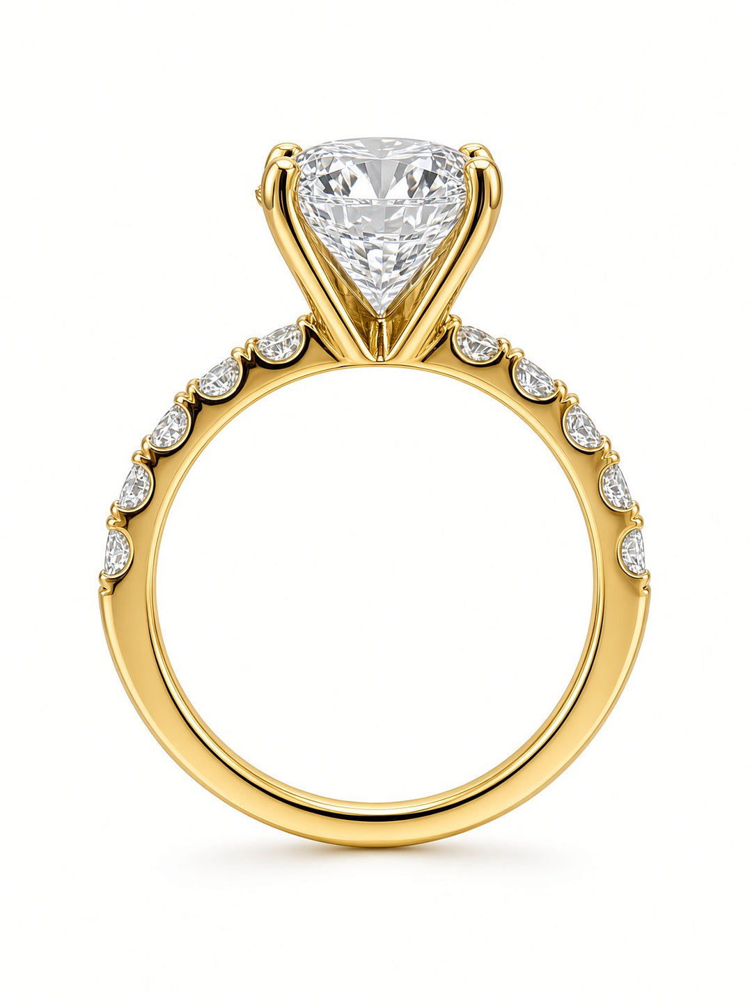 3.59CT Round Brilliant Diamond Engagement Ring in 14K White Gold