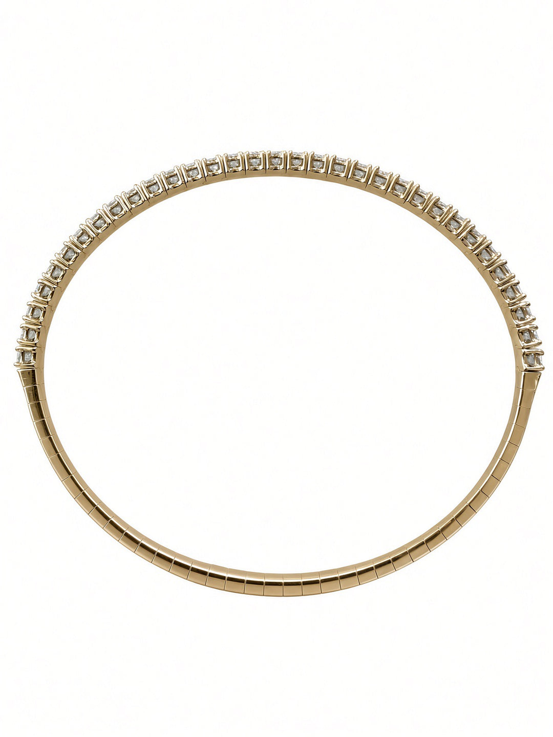 2.39CT Round Brilliant Lab-Grown Diamond Flexible Bangle Bracelet in 14K Yellow or White Gold
