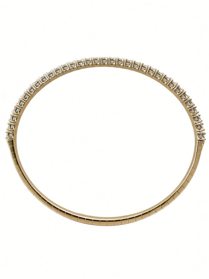 2.39CT Round Brilliant Lab-Grown Diamond Flexible Bangle Bracelet in 14K Yellow or White Gold