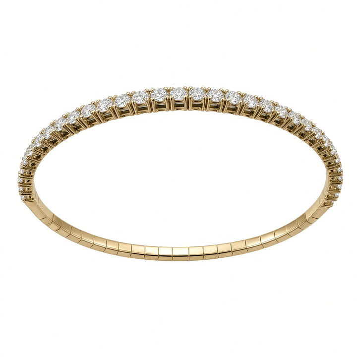 2.39CT Round Brilliant Lab-Grown Diamond Flexible Bangle Bracelet in 14K Yellow or White Gold