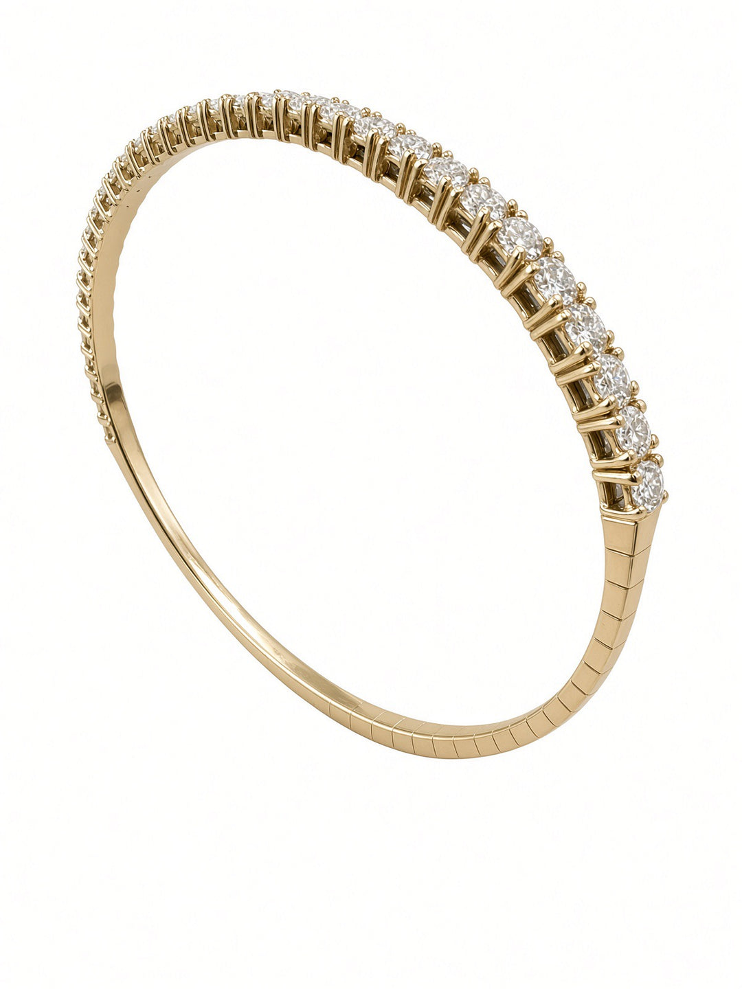 2.39CT Round Brilliant Lab-Grown Diamond Flexible Bangle Bracelet in 14K Yellow or White Gold