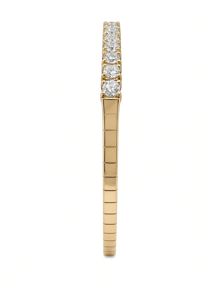 2.39CT Round Brilliant Lab-Grown Diamond Flexible Bangle Bracelet in 14K Yellow or White Gold