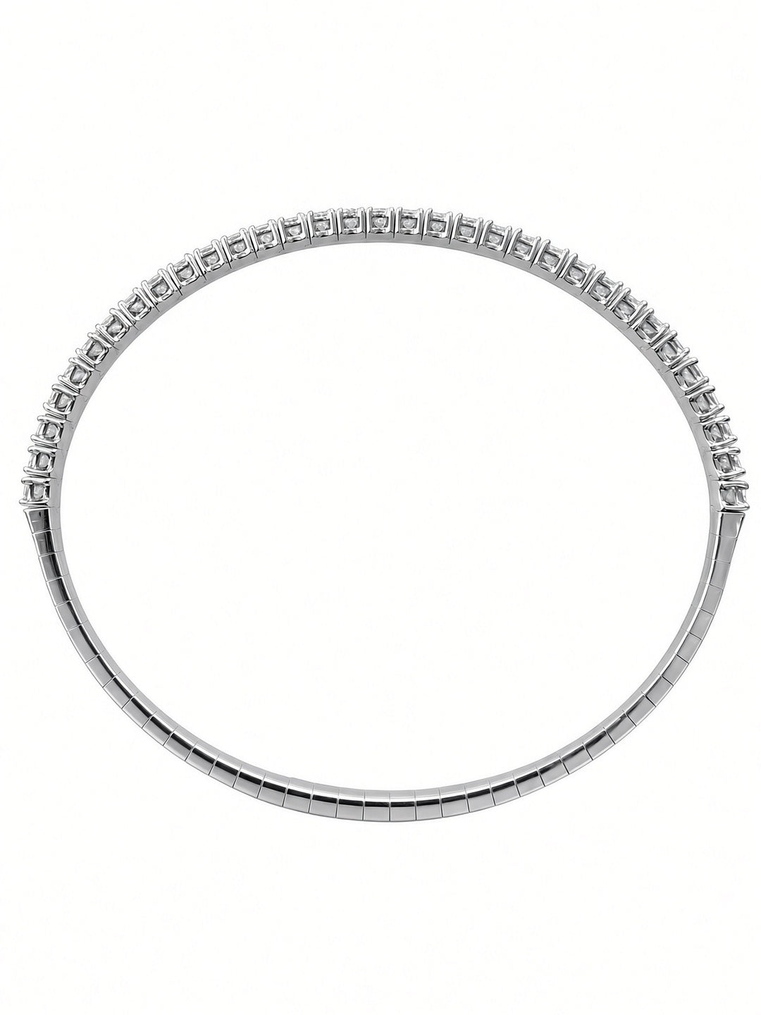 2.39CT Round Brilliant Lab-Grown Diamond Flexible Bangle Bracelet in 14K Yellow or White Gold