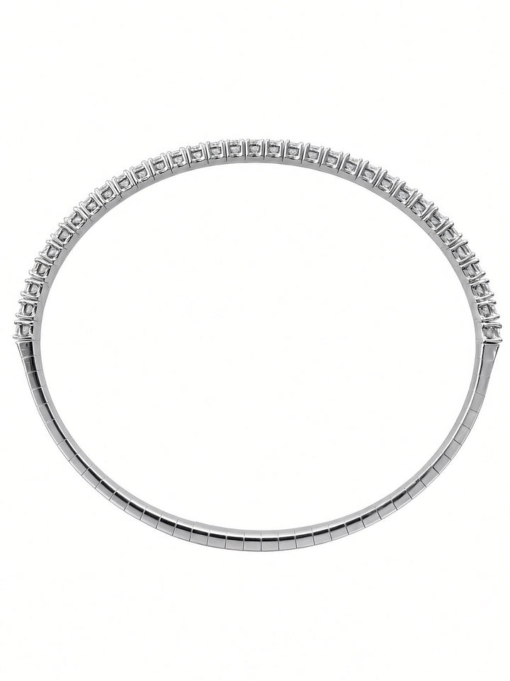 2.39CT Round Brilliant Lab-Grown Diamond Flexible Bangle Bracelet in 14K Yellow or White Gold