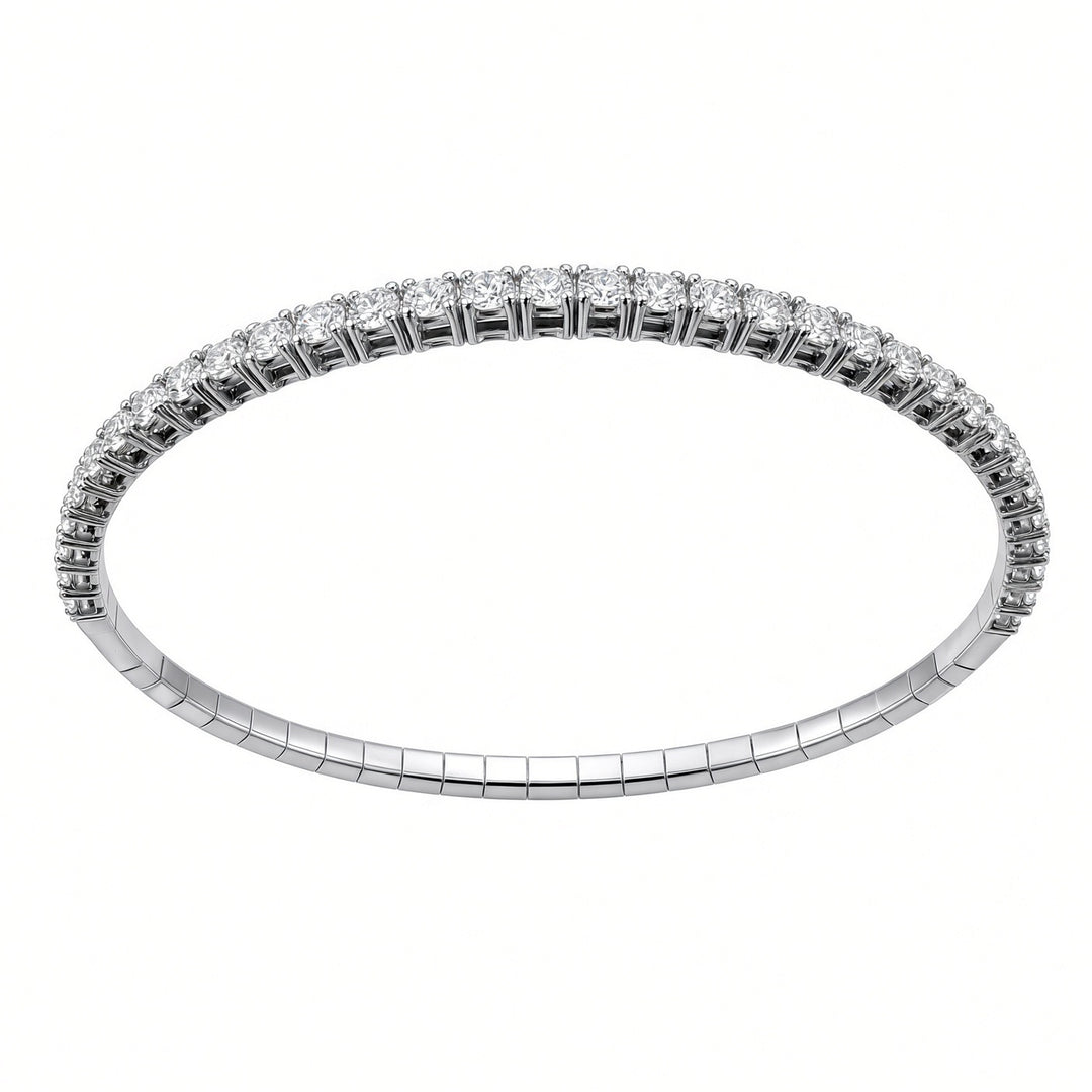 2.39CT Round Brilliant Lab-Grown Diamond Flexible Bangle Bracelet in 14K Yellow or White Gold
