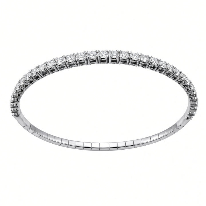 2.39CT Round Brilliant Lab-Grown Diamond Flexible Bangle Bracelet in 14K Yellow or White Gold