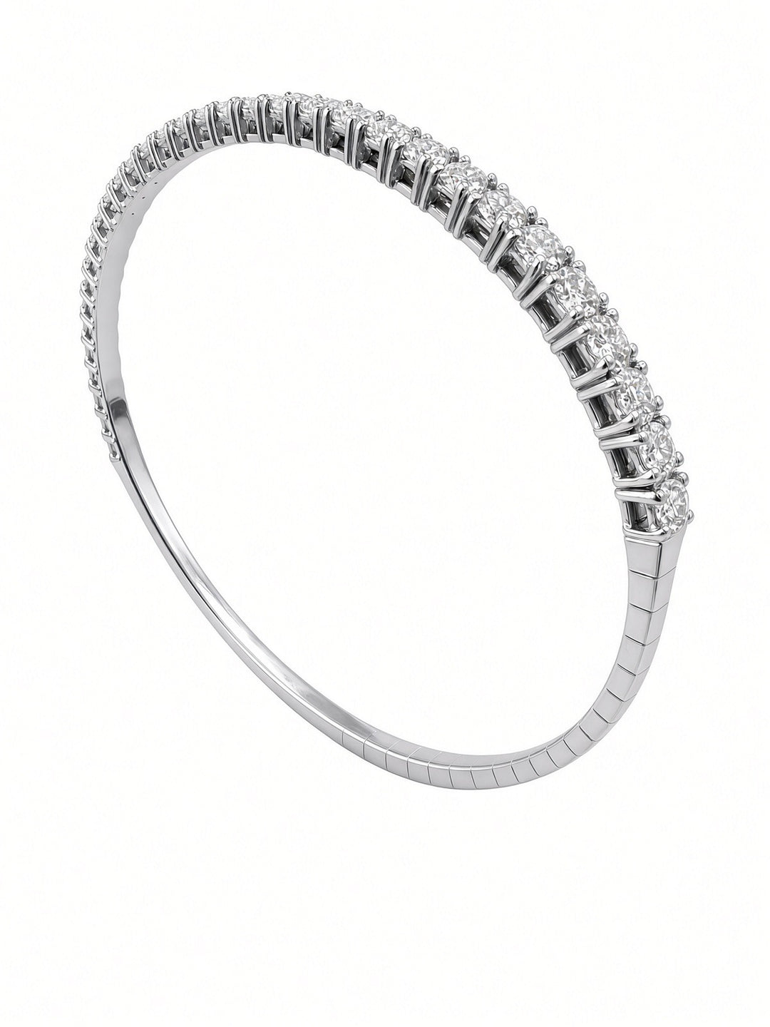 2.39CT Round Brilliant Lab-Grown Diamond Flexible Bangle Bracelet in 14K Yellow or White Gold