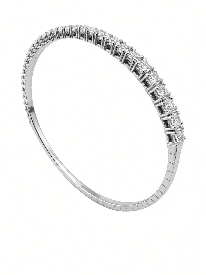 2.39CT Round Brilliant Lab-Grown Diamond Flexible Bangle Bracelet in 14K Yellow or White Gold