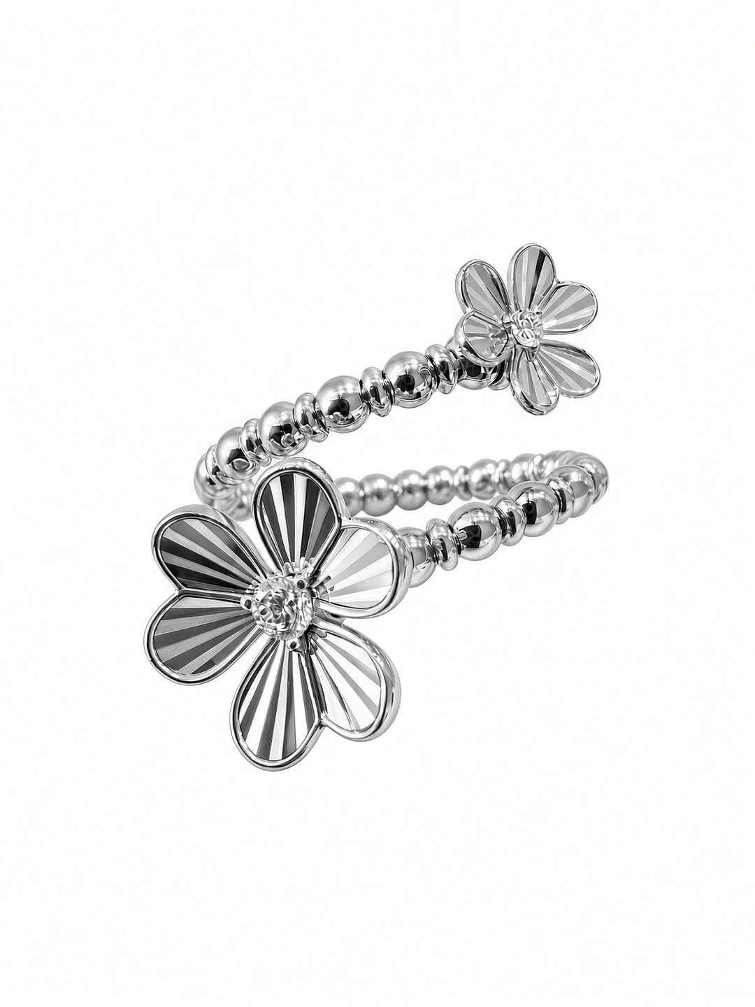 14K Gold Spiral Flower Ring with 0.09CT Lab Grown Diamonds