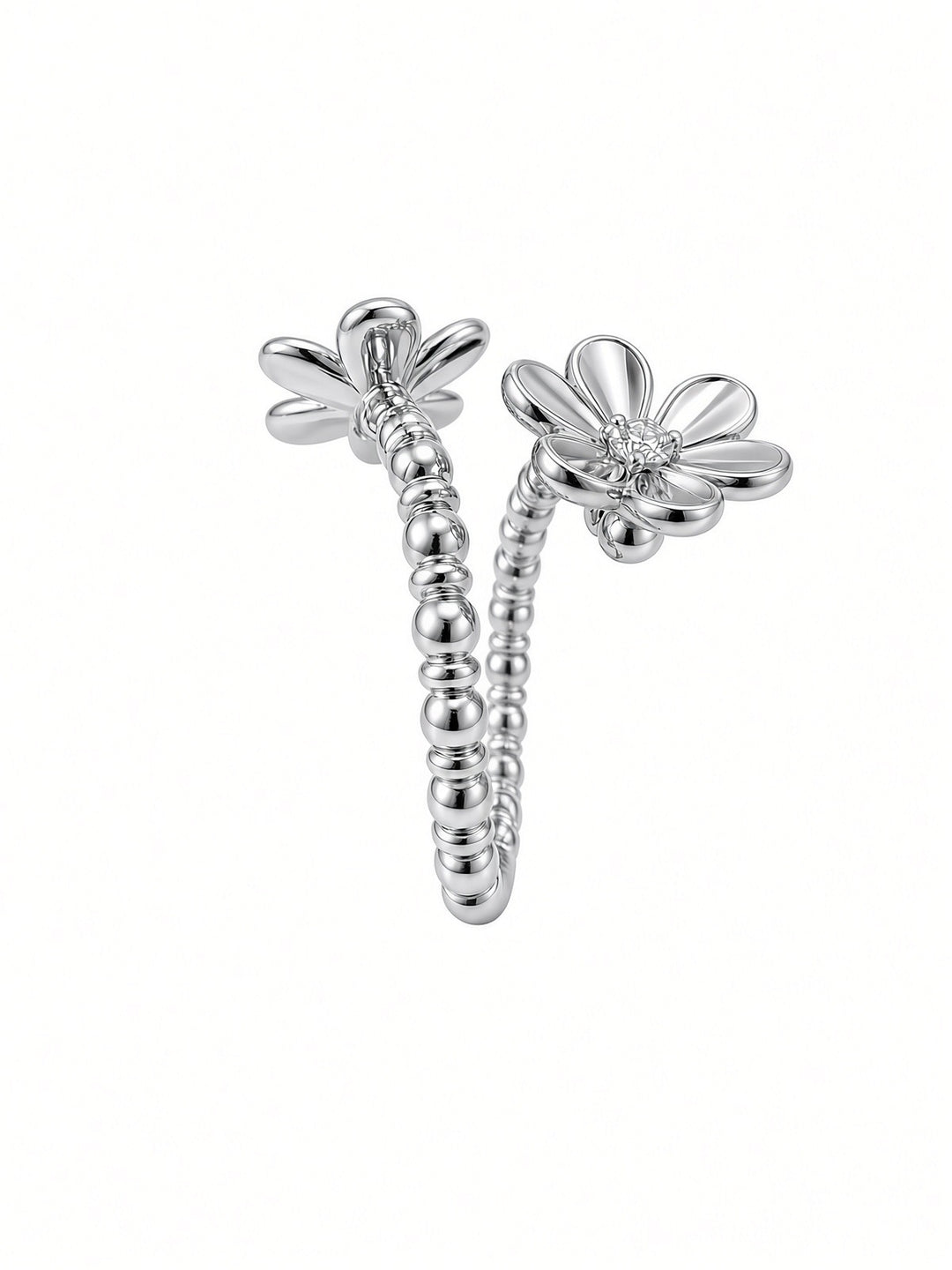 14K Gold Spiral Flower Ring with 0.09CT Lab Grown Diamonds